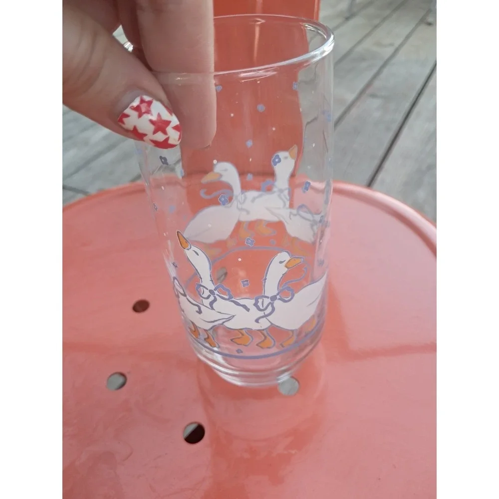 Vintage Goose Drinking Glasses Retro Kitchen Glassware Geese Tumblers